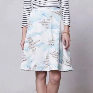 Anthropologie Maeve Songbird Circle Skirt size 0 Birds, Clouds, Sheet Music
